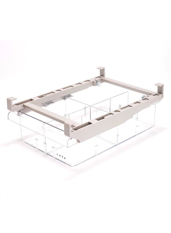 BERAM Pull-Out Refrigerator Drawer Organizer, Extendable Fridge Storage Bin 4 Compartments Adjustable Under Shelf Sliding Tray Handle Clear PET Fridge Organizer for Fruits Vegetables Snacks Drinks - Image 2