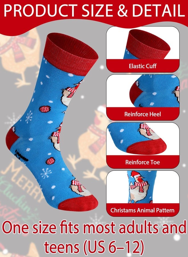 جوارب شيوين القطنية المزينة برسومات دجاج عيد الميلاد، ٨ أزواج، للبالغين والمراهقين، هدية رائعة لمحبي الدجاج، جوارب قطنية طويلة، مثالية كحشو جوارب عيد الميلاد للمزارعين وأصحاب المنازل الريفية. - Image 4