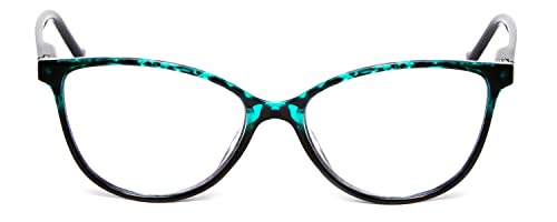 Calabria MDR8004 Cat Eye Reading Glasses +4.00 Teal Green Tortoise Women Full Rim Trendy Ladies Readers Chic Cateye Eyeglass - Image 3