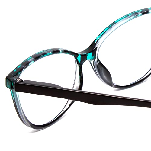 Calabria MDR8004 Cat Eye Reading Glasses +4.00 Teal Green Tortoise Women Full Rim Trendy Ladies Readers Chic Cateye Eyeglass - Image 5
