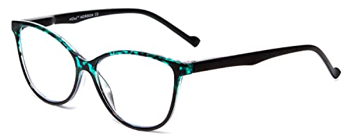 Calabria MDR8004 Cat Eye Reading Glasses +4.00 Teal Green Tortoise Women Full Rim Trendy Ladies Readers Chic Cateye Eyeglass - Image 2