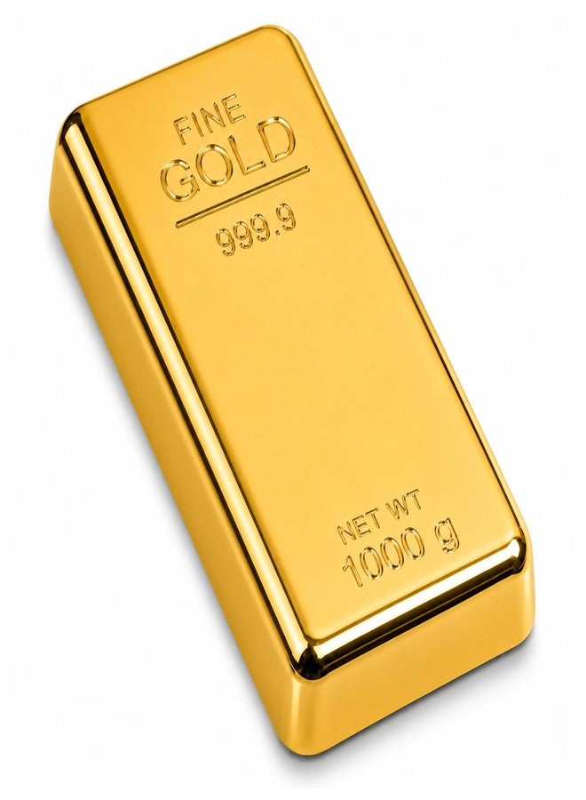 SAVRI Realistic Metal Gold Bar Paperweight | Gold Biscuit Paper Weight for Office Table-Fake Gold Bar Desk Accessory for Jewellery Shop, Home & Office Décor Table Decoration Corporate Gift (Pack of 4) - Image 1