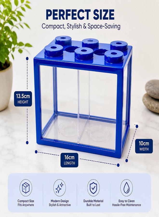VAYINATO BT-102 Transparent Acrylic Betta Tank with Divider | Random Colour | 2-in-1 Betta Block Mini Fish Aquarium with Lid | Desktop Fish Bowl for Betta, Guppy & Shrimp | Home & Office Decor - Image 3