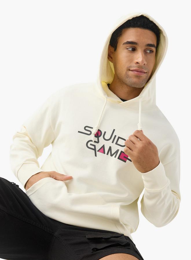 SP Characters Squid Game Print Hooded Sweatshirt with Long Sleeves - Image 1