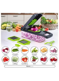 16 in 1 Multifunctional Professional Vegetable Onion Grater - Includes 8 Stainless Steel Blades to Easily Chop Vegetables, Onions, and Fruits, Comes with Storage Container and Cleaning Accessories, Perfect for Cutting Potato Chips and Preparing Meals in Different Shapes, Handheld Kitchen Tool to Meet All Your Cooking Needs - Potato Chips Grater and Slicer - Multicolor (Random) - pzsku/Z7D7AA7A78BD9FE830CE7Z/45/_/1732101080/1fa97eb6-8f2c-4b74-89fa-98d63bd28c7d