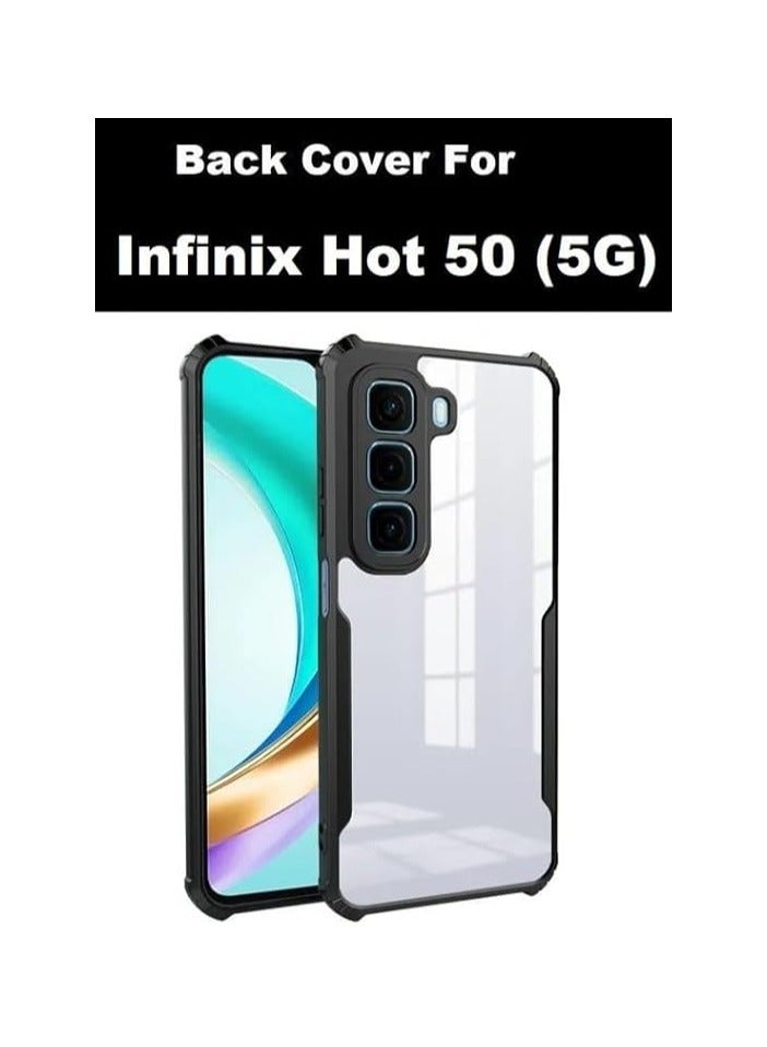 Infinix Hot 50 Case Shockproof Cover 360 Degree Protection Design Best Camera Protection Transparent Hybrid Back Black Bumper Cover Case for Infinix Hot 50 5G 2024 - Image 2