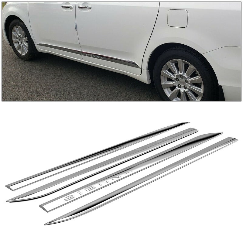 Kojem 4 Pcs Chrome Outside Door Body Side Molding Trim WTape Compatible with 20112020 Toyota Sienna