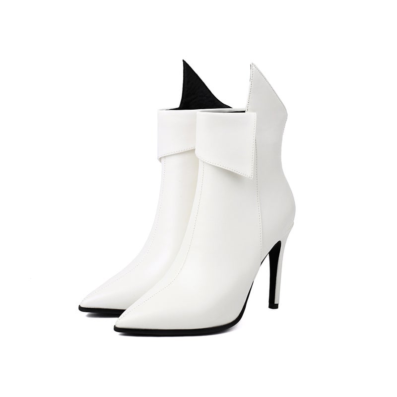 High Heel 40-48 Plus Size Pointed Back Zipper Low Boots - Image 1