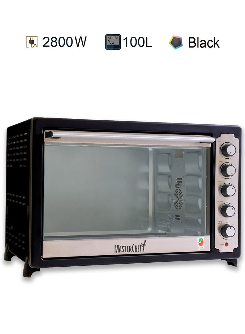 ماستر شيف فرن حراري كهربائي مع شواية من ماسترشيف: سعة 100 لتر ، 5 مقابض تحكم ، ومؤقت 60 دقيقة لطهي عالي الجودة - معتمد من ESMA - Image 3