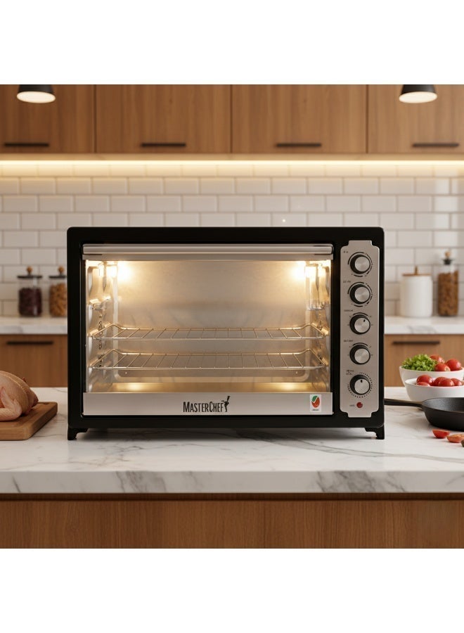 ماستر شيف فرن حراري كهربائي مع شواية من ماسترشيف: سعة 100 لتر ، 5 مقابض تحكم ، ومؤقت 60 دقيقة لطهي عالي الجودة - معتمد من ESMA - Image 2