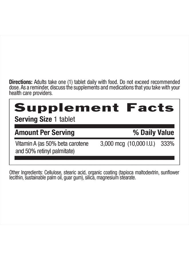 Country Life - Dry Vitamin A, Supports Immune, Skin & Eye Health, 10,000 IU, 100 Tablets, Certified Gluten Free, Certified Vegan, Certified Halal - Image 1