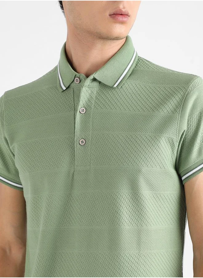 Campus Sutra Solid Regular Fit Polo with Half Placket