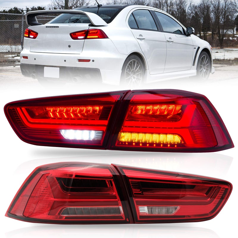 VLAND Tail lights Assembly Fit for Mitsubishi Lancer EVO X 20082020 with Sequential Turn Signal Not Fit for Lancer Fortisio Red