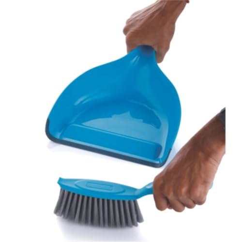 Sparkmate by Crystal Plastic Premium Dust Pan with Brush, Blue - Image 2