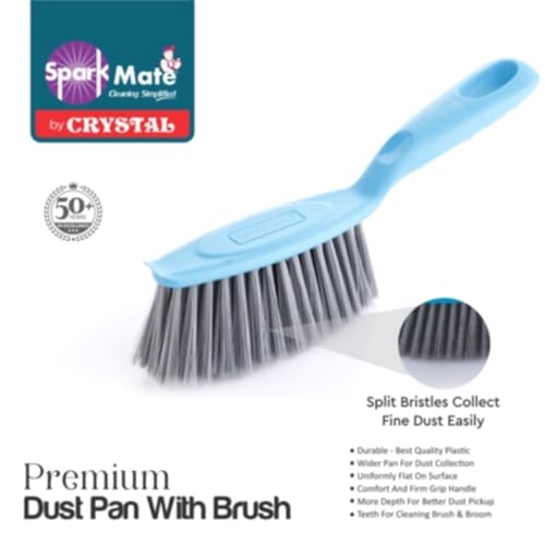 Sparkmate by Crystal Plastic Premium Dust Pan with Brush, Blue - Image 3