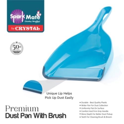 Sparkmate by Crystal Plastic Premium Dust Pan with Brush, Blue - Image 5