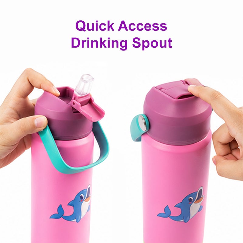 Cocobee Aeroplane Style Unicorn Printed Backpack for Girls – Pink + Insulated Stainless Steel Water Bottle 500ml + Tritan Leakproof Bento Lunch Box - Image 3