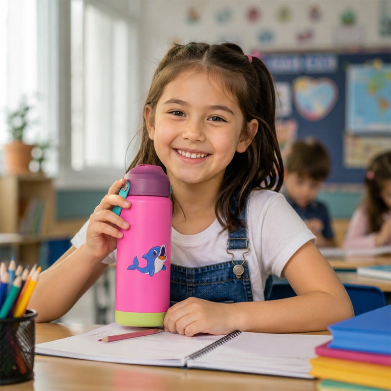 Cocobee Aeroplane Style Unicorn Printed Backpack for Girls – Pink + Insulated Stainless Steel Water Bottle 500ml + Tritan Leakproof Bento Lunch Box - Image 5
