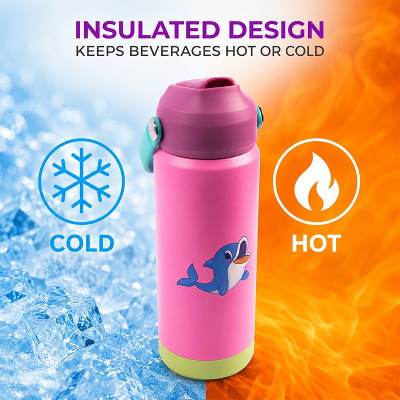 Cocobee Aeroplane Style Unicorn Printed Backpack for Girls – Pink + Insulated Stainless Steel Water Bottle 500ml + Tritan Leakproof Bento Lunch Box - Image 4