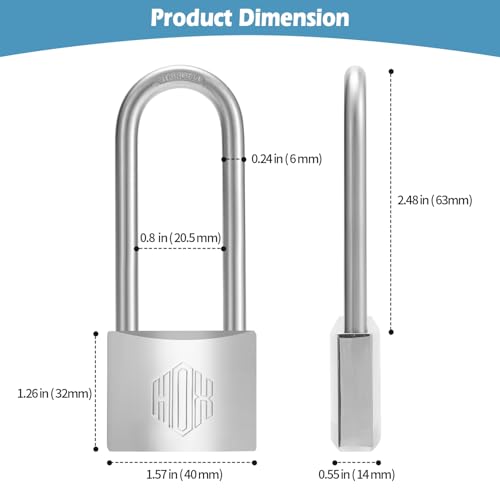 HOX MarineGrade Rustproof Padlock Stainless Steel Shackle ChromePlated Brass Body Weatherproof Outdoor Lock 25Inch Long Shackle 6Pack - Image 3