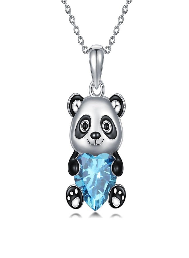 LONAGO Panda Pendant Necklace with Heart Birthstone Panda Necklace Gift for Women (December) - Image 1