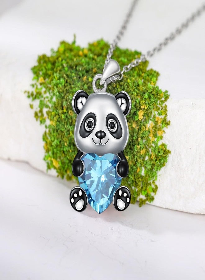 LONAGO Panda Pendant Necklace with Heart Birthstone Panda Necklace Gift for Women (December) - Image 2