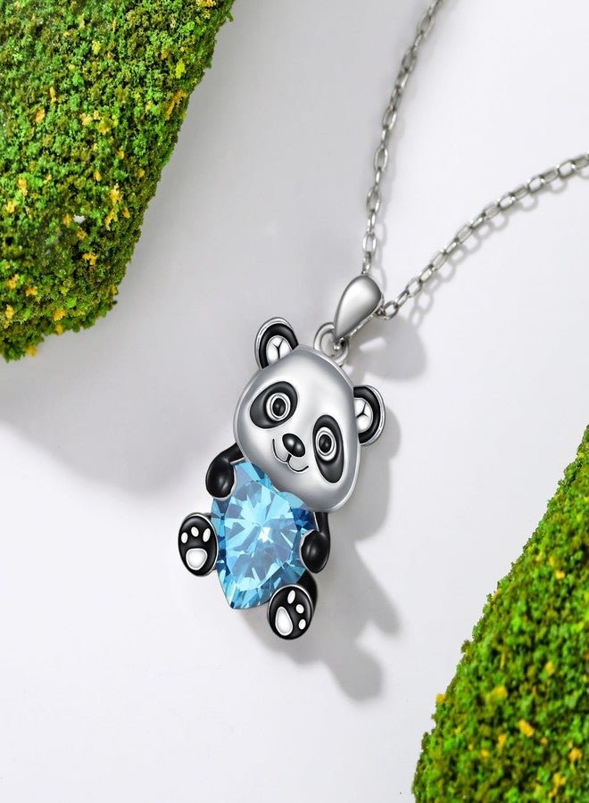 LONAGO Panda Pendant Necklace with Heart Birthstone Panda Necklace Gift for Women (December) - Image 3