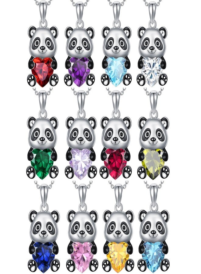 LONAGO Panda Pendant Necklace with Heart Birthstone Panda Necklace Gift for Women (December) - Image 5