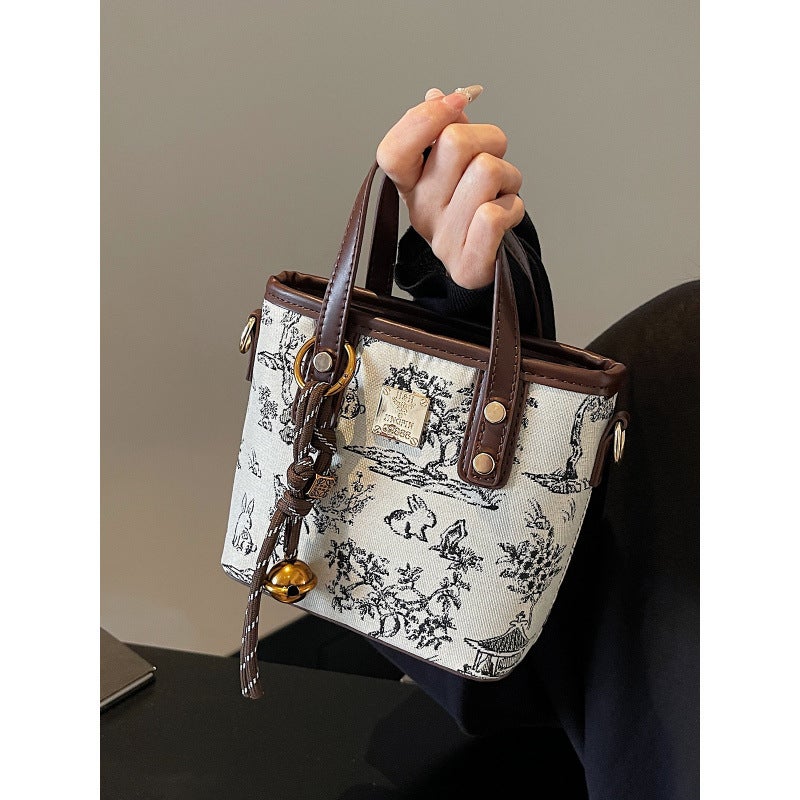 Super Fire Niche Embroidered Bag Women'S Fashion All-Match Crossbody Bag Contrast Color Portable Bucket Bag Small Bag - Image 5