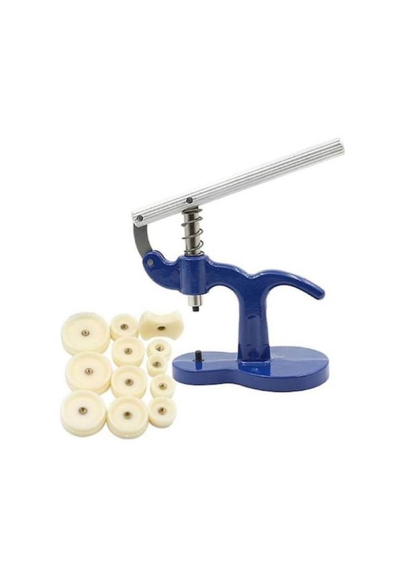 Watch Repair Tool Set: 1 Bench Gland 12 Press Tools - Blue Essential Kit for Mechanical Quartz Watch Battery Change & Back Cover Maintenance - Image 1