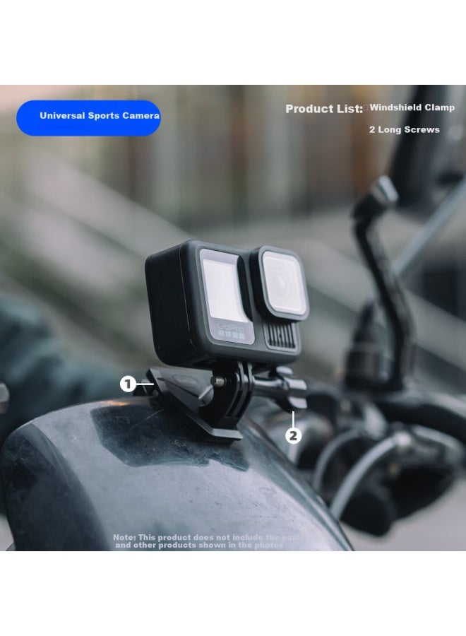 Surewo Suitable For Gopro 13, Dji Osmo Action 5/4 Action Cameras, Motorcycle Aluminum Alloy Windshield Clamp, Fixed Bracket, Cycling Clip Accessories - Image 1