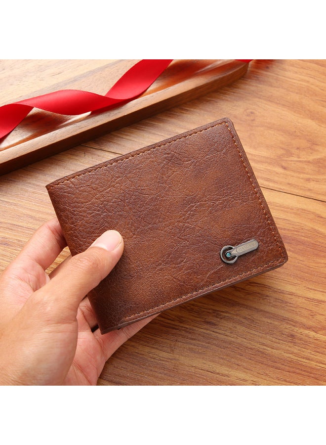 Men's Cropped Leather Wallet Business Casual Short Style Money Clip Fashionable Leather Purse In Various Colors-Color:Black - Image 2