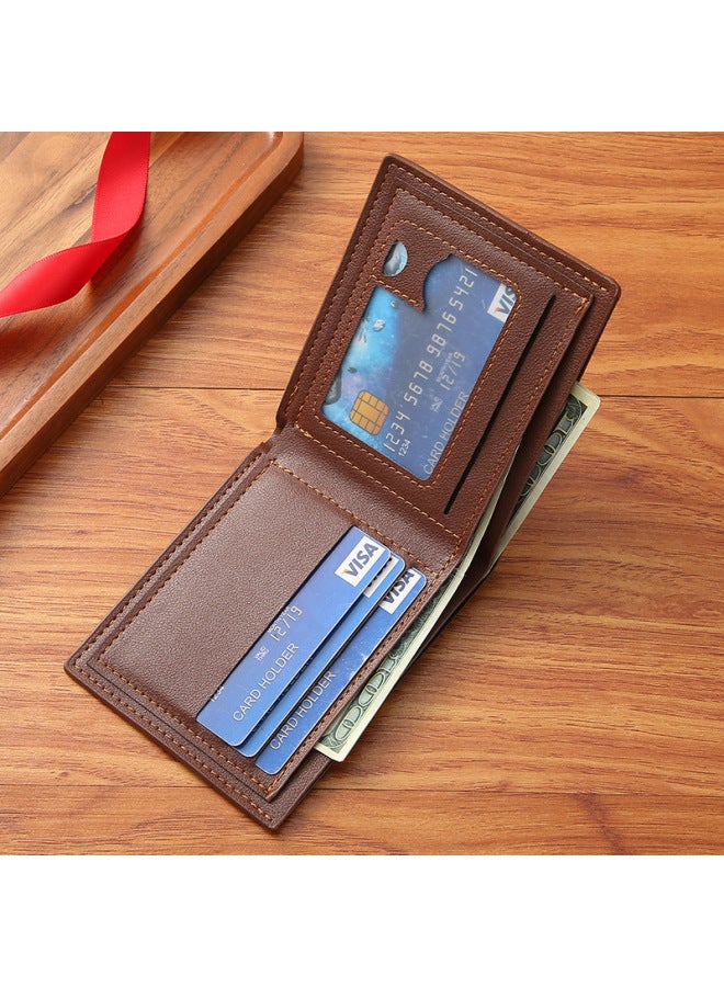 Men's Cropped Leather Wallet Business Casual Short Style Money Clip Fashionable Leather Purse In Various Colors-Color:Black - Image 3