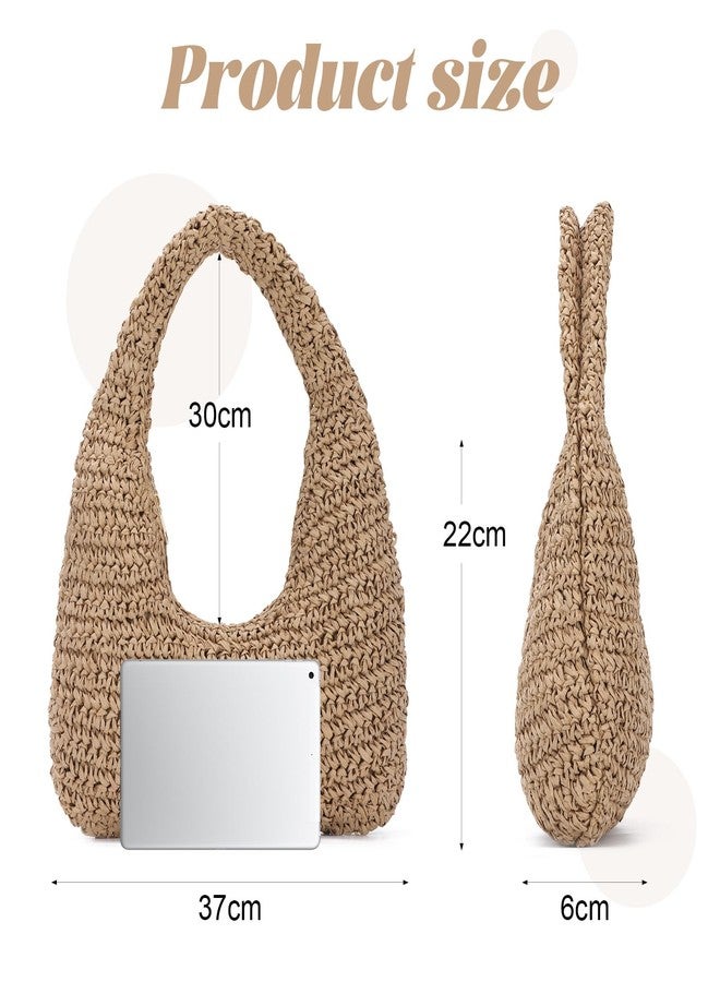 Lanpet Summer Beach Straw Hobo Bag for Women 2025 Casual Raffia Vacation Tote HandBag - Image 2