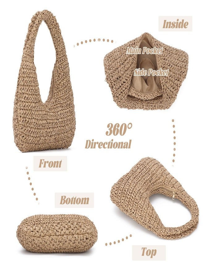Lanpet Summer Beach Straw Hobo Bag for Women 2025 Casual Raffia Vacation Tote HandBag - Image 3