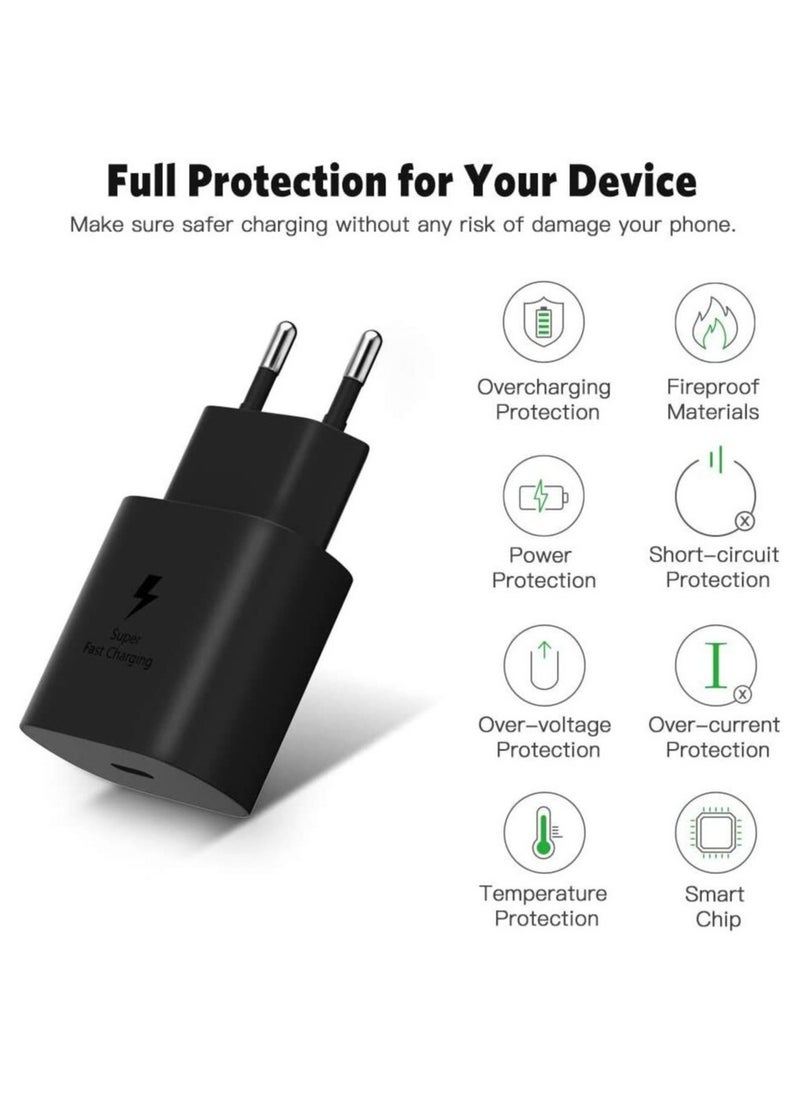 Generic - Super Fast Charging Travel Adapter With USB Type-C To USB Type-C Cable 45W For Samsung Devices Black - Image 1
