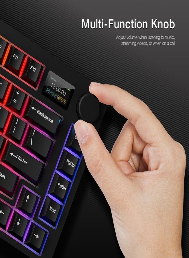 TECWARE Spectre 75% RGB Mechanical Gaming Keyboard with Customizable LCD Screen, Multi-Function Knob, Gasket Mount, South Face 5-Pin Universal Hot-Swappable Sockets Black Candy Red Switch - Image 3