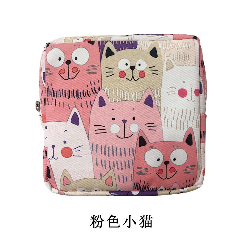 Portable Sanitary Pad Organizer Pouch Pink Kitten 