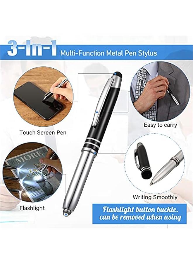 Arabest 30 Pieces LED Ballpoint Pen with Stylus Tip 1.0 mm Black Ink Metal Stylus Pen for Touch Screens, 3 In 1 Multi-Function Capacitive(Multiple Colors) - Image 5