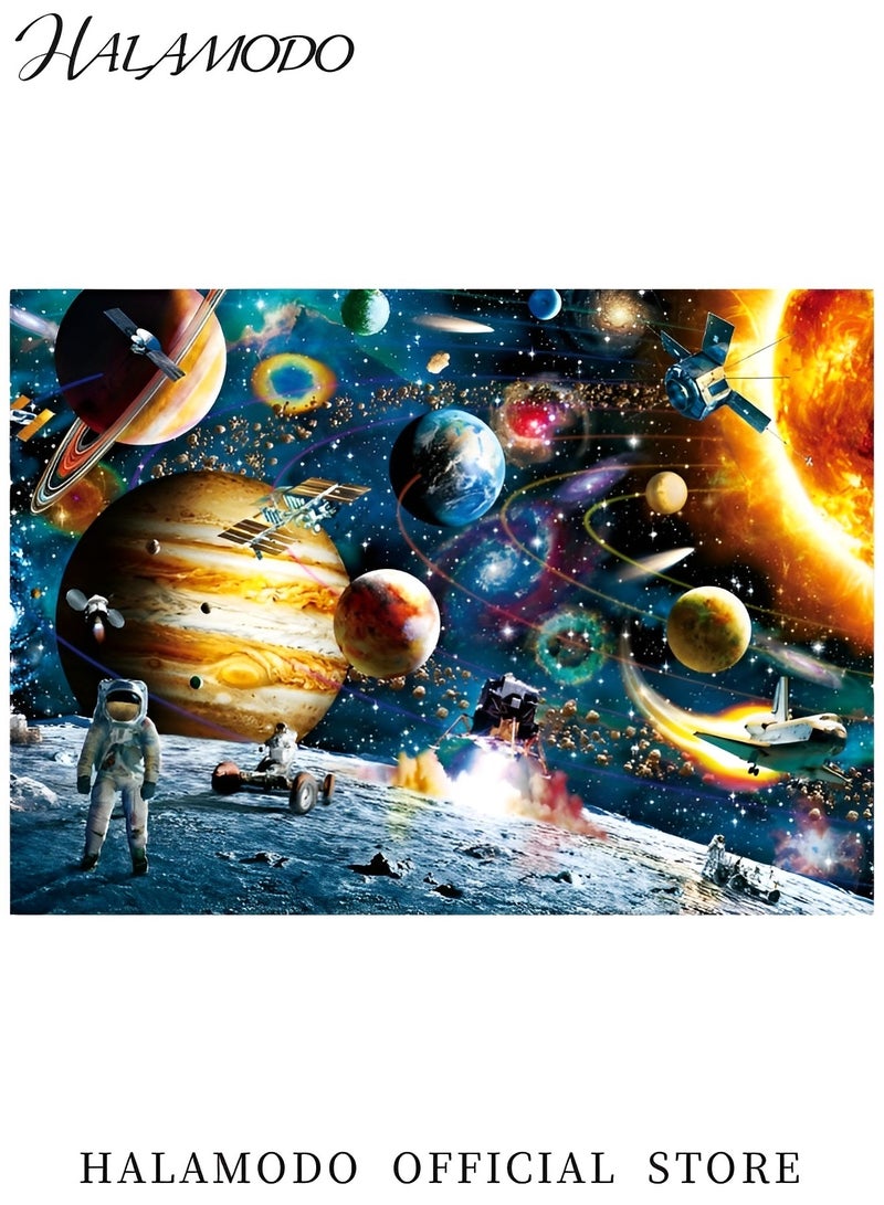 HALAMODO 1000PCS Outer Space Jigsaw Puzzles Space Traveler Solar System Galaxy Exploration Outer Astronaut Challenging Fun Mind Activity for Kids & Adults & Families & Friends - Image 2