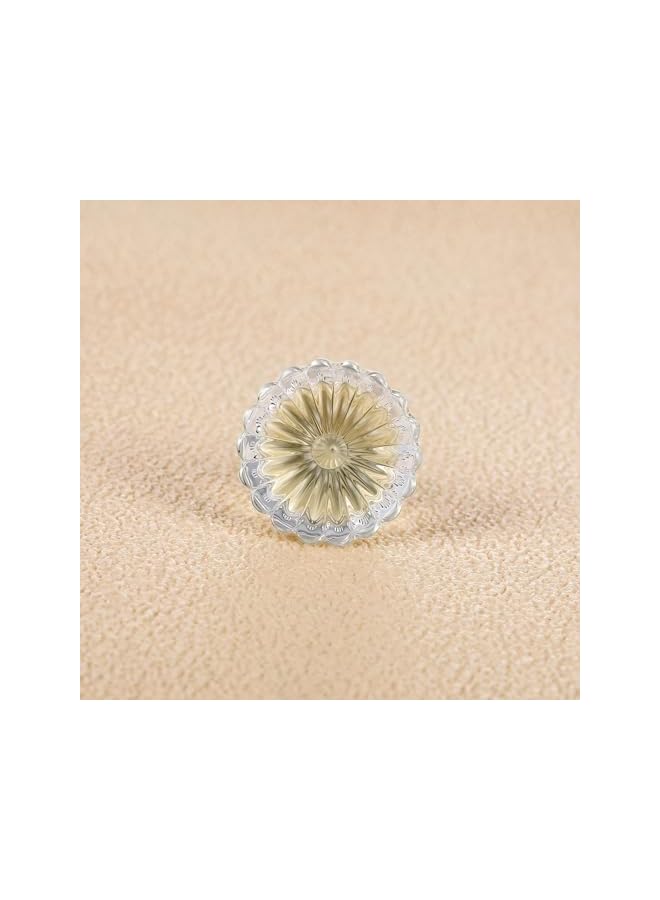 S-TOP Crystal Cabinet Knobs, 4 PCS Brushed Gold Glass Flower Small Pulls, Vintage Retro Drawer Handles for Dresser Wardrobe, Decorative Clear Floral Hardware for Kitchen Cupboard and Closet - Image 2