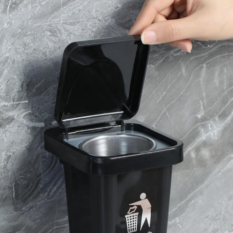 Black Wall Mount Ashtray Stainless Steel Inner Bucket Space Saving Home Office Decor - Image 4