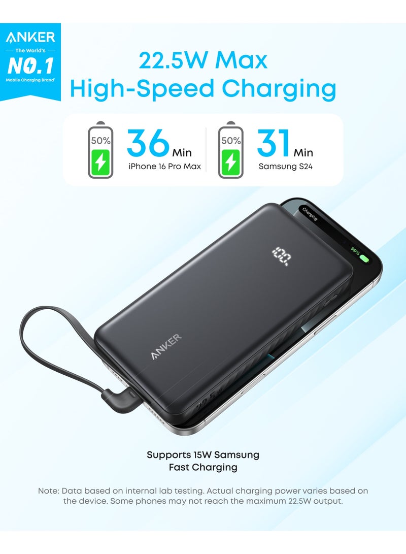 Anker Zolo Power Bank, 10,000mAh 22.5W Max Portable Charger,USB-C In and Out Fast Charging Battery Pack, Slim Travel Essential Phone Power Bank, For iPhone 17/16/15 Series, iPad, MacBook Air, Galaxy, and More - Image 3
