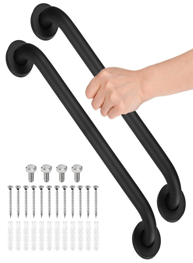 M METERXITY 2-Pack 16 Inch Anti Slip Grab Bars for Bathtubs and Showers, Stainless Steel Safety Shower Handle for Toilet/Seniors/Elderly Assist Bath Handle, Grab Bar for Bathroom [Black] - Image 1