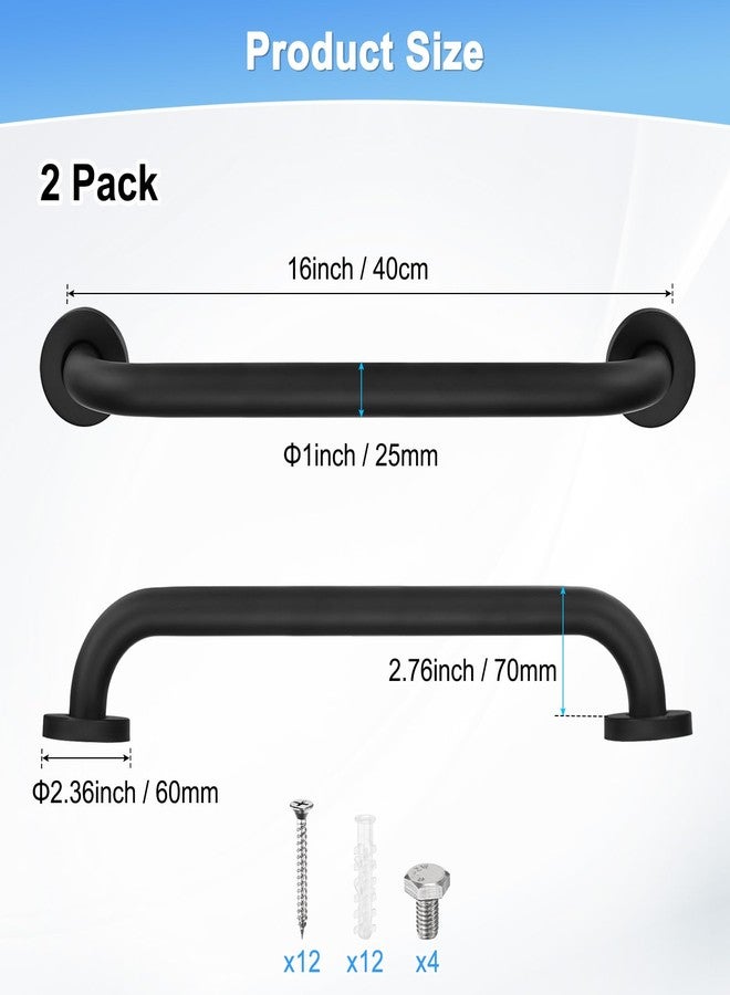 M METERXITY 2-Pack 16 Inch Anti Slip Grab Bars for Bathtubs and Showers, Stainless Steel Safety Shower Handle for Toilet/Seniors/Elderly Assist Bath Handle, Grab Bar for Bathroom [Black] - Image 4