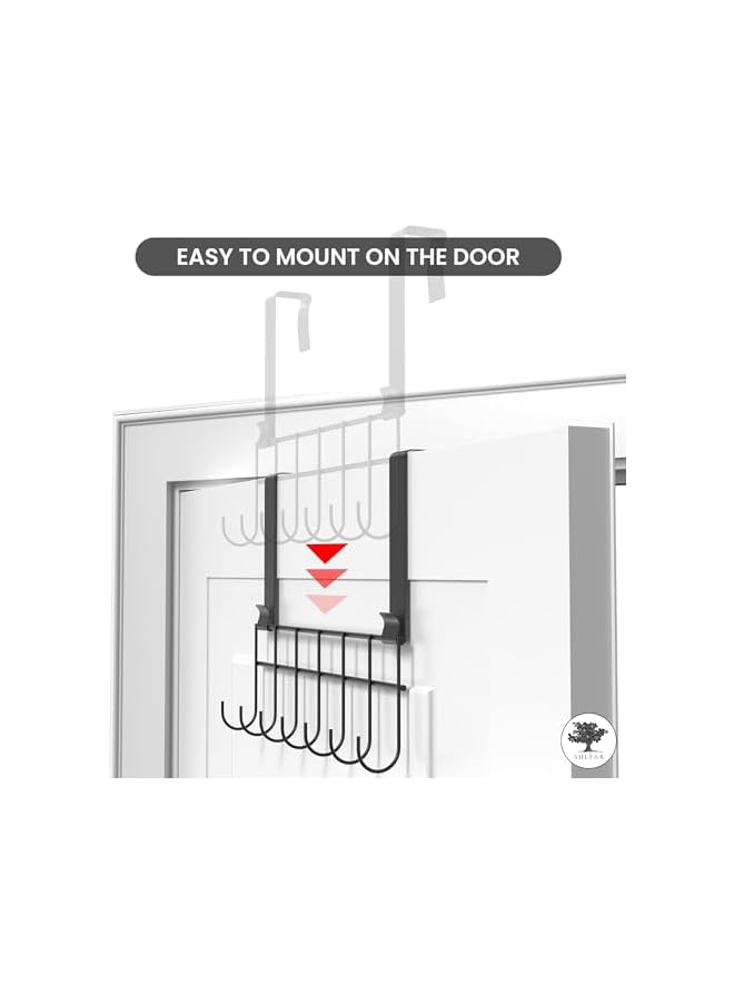 sulfar Sulfar Steel Over The Door Hook Hanger, Hanging Organizer Rack with No Hole Drilling Required for Bedroom, Bathroom & Kitchen Doors of Shirts, Belts, Towels  - Image 4