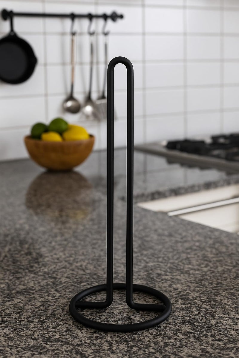 Kundi Wrought Iron Kitchen Tissue Paper roll Holder (Black) - Image 3