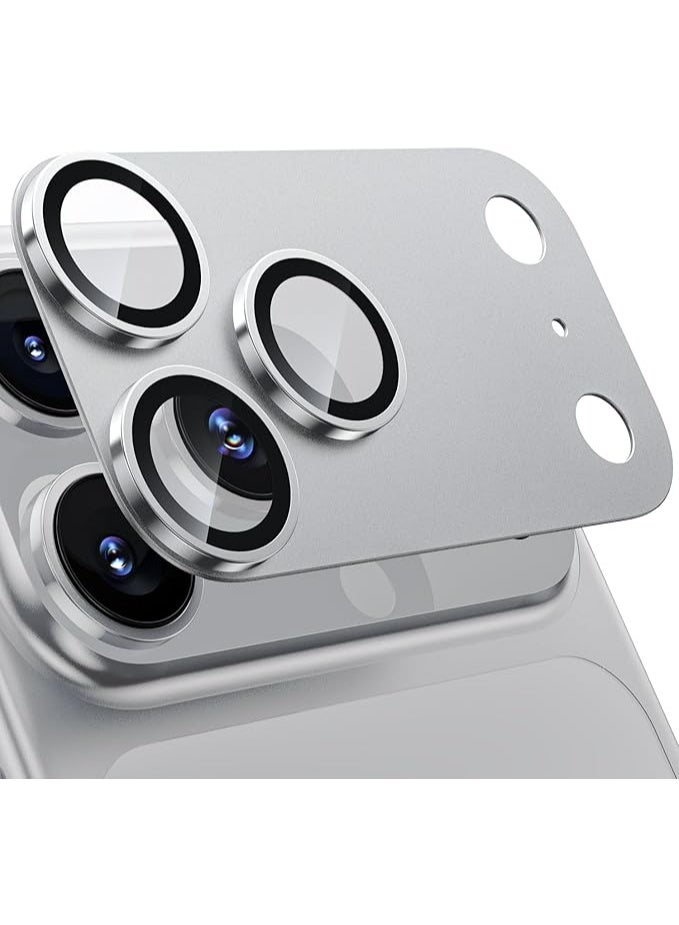 WSKEN for iPhone 17 Pro Max Camera Lens Protector, [Military Grade Shatterproof] [Strong Adhesion] Metal Aluminum Alloy Tempered Glass Camera Screen Protector, Silver - Image 5