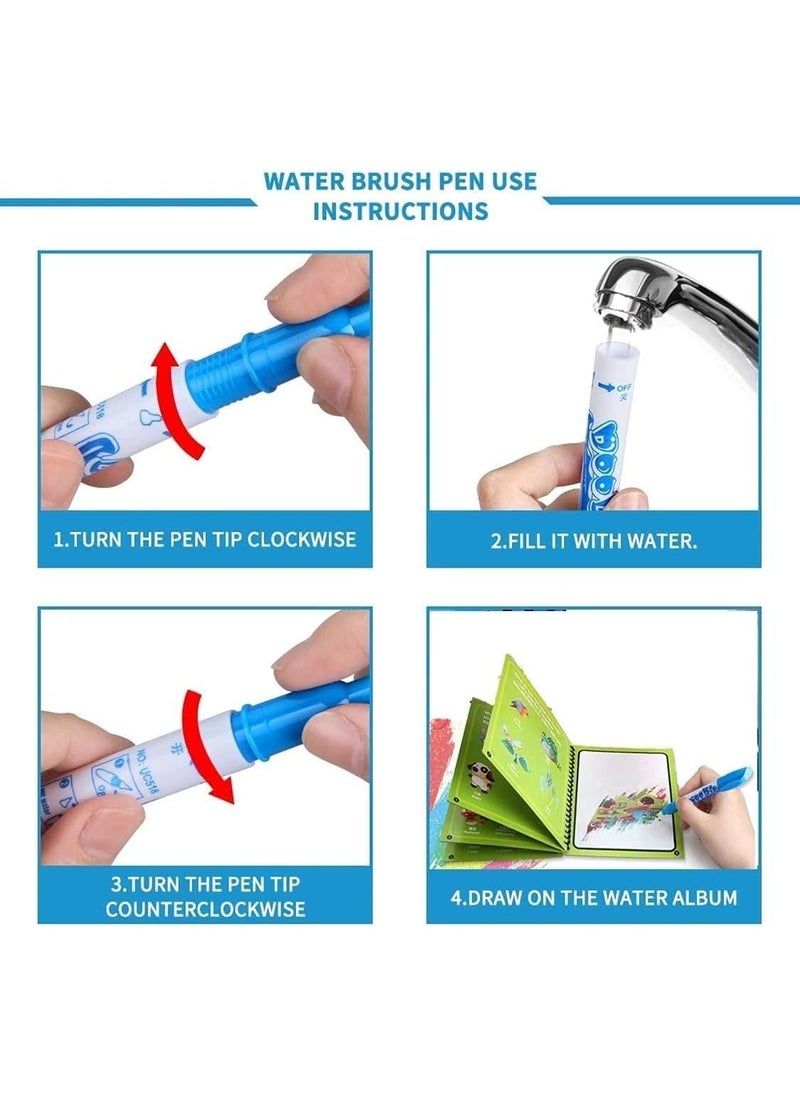 null - Kids Magic Water Colouring Book (Pack Of 1 book) - Unlimited Fun with Water Wow! Aqua Doodle Coloring Drawing Reusable Water-Reveal Activity Pad, Chunky-Size Water Pen for Birthday Gift - Multicolor - Image 1
