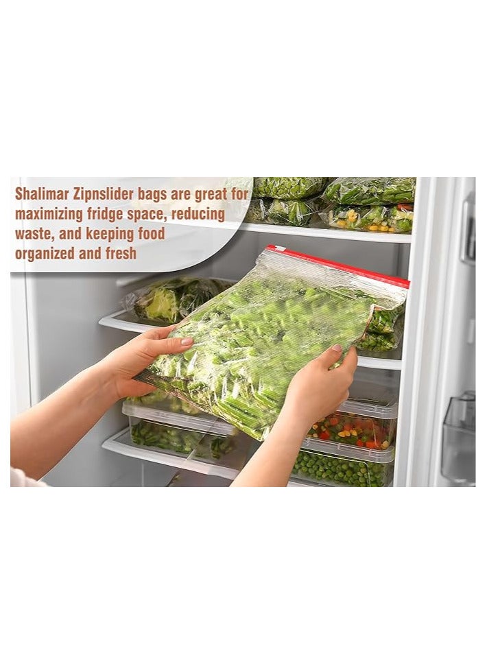 shalimar Shalimar Zip and Lock Reusable Slider Bag - Large Size - Pack of 1  15 Bags - Zip Lock Bag Vegetable Bag Freeze Bag MultiPurpose Storage Bag - Natural Color  - Image 3
